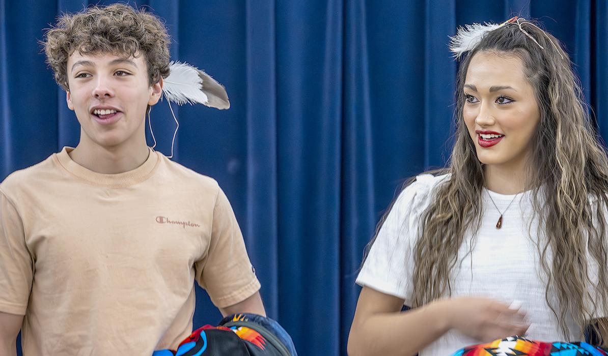 Seniors Daniel Witt and Ariana Blume received an eagle feather and plume in honor of their graduation from high school. Photos by Laura Vroman